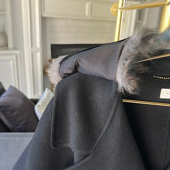 Coach Charcoal Coat with Faux Fur Collar - Picture 4 of 6